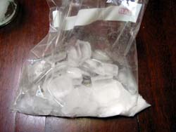 Ice, salt and water in bag