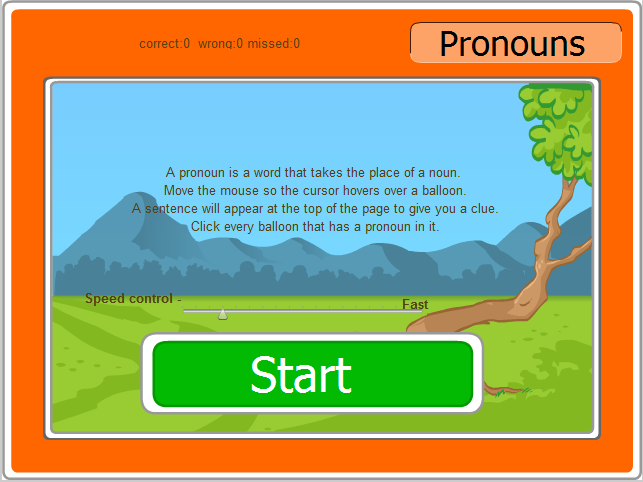 Balloon pronoun game - Identify pronouns
